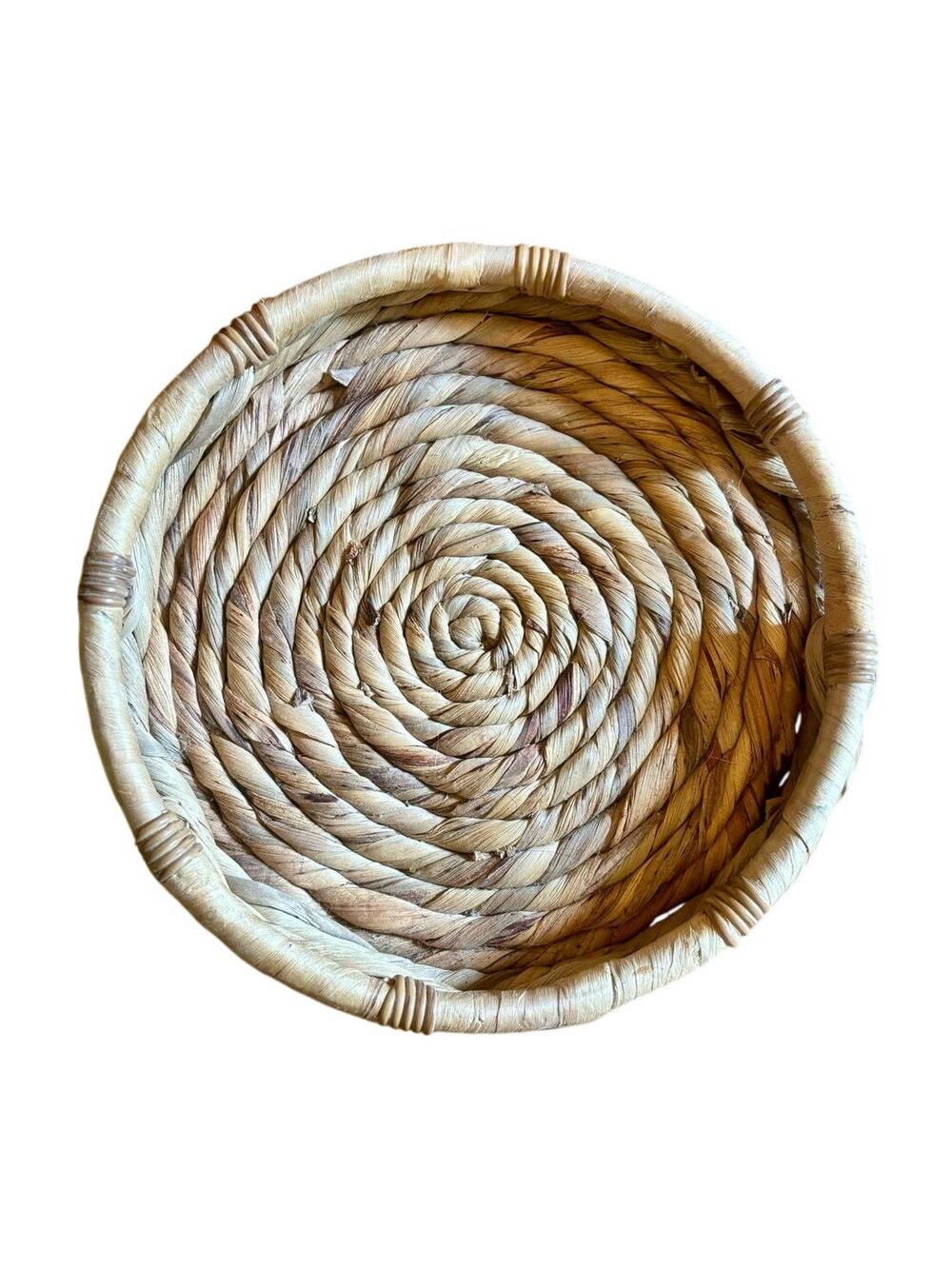 Woven Coil Seagrass Tray 10" Round Boho Trinket Dish & Dresser Organizer